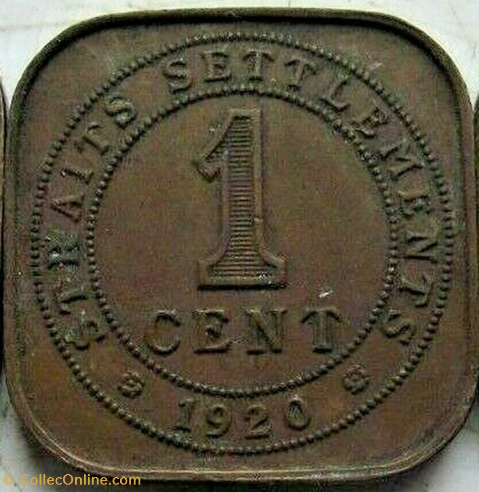 George V - One Cent 1920 - Straits Settlements (ex.2) monnaie monde malaisie george v one cent 1920 straits settlements ex 2