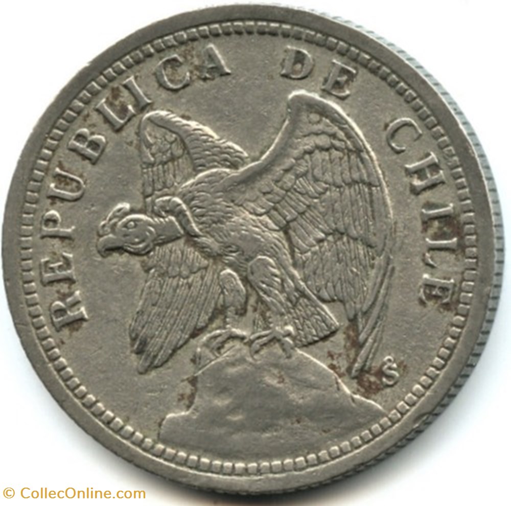 Chile - Un Peso 1933 Santiago monnaies monde chili chile un peso 1933 santiago