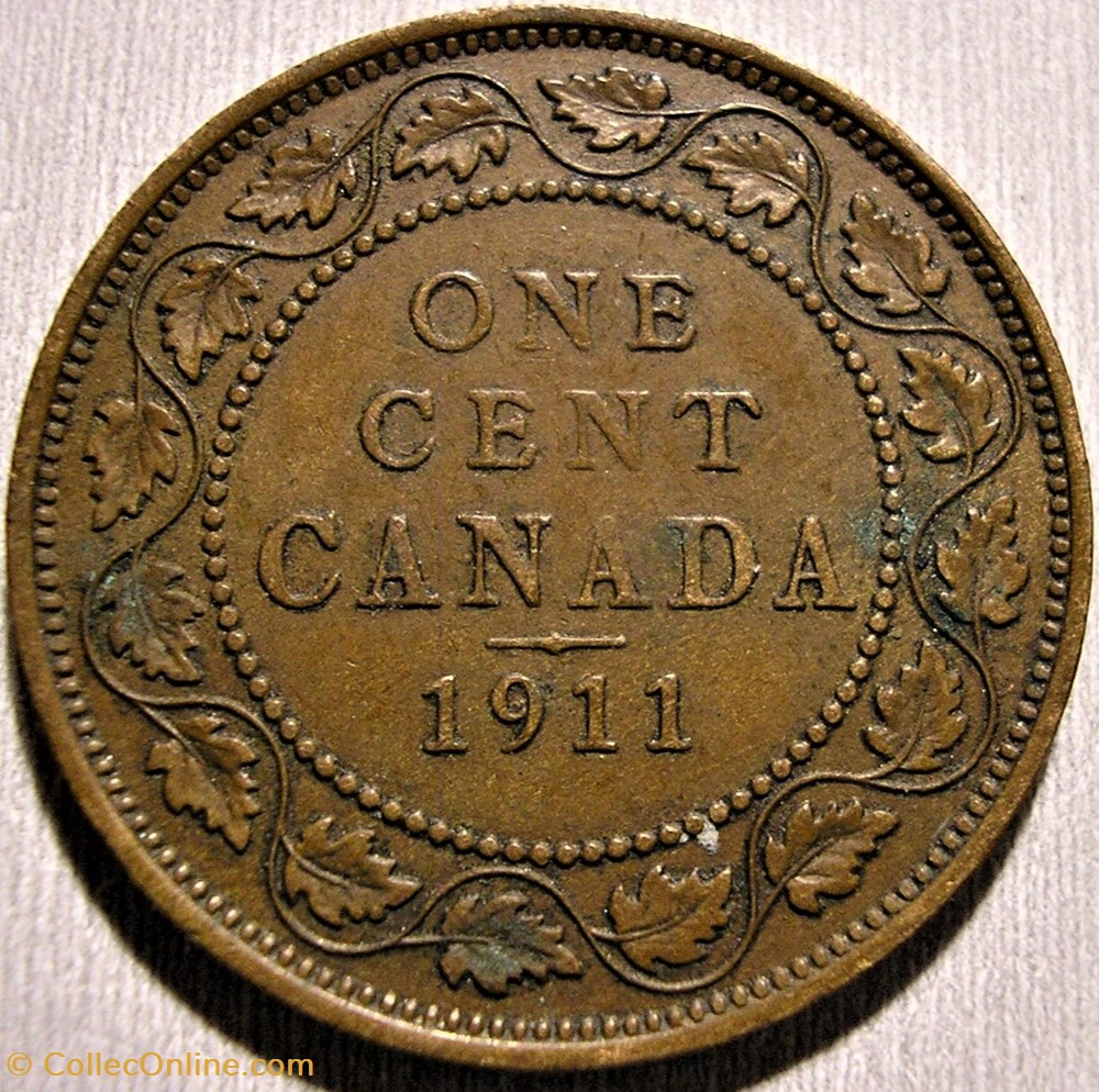 George V - 1 Cent 1911 (ex.3) monnaie monde canadum george v 1 cent 1911 ex 3