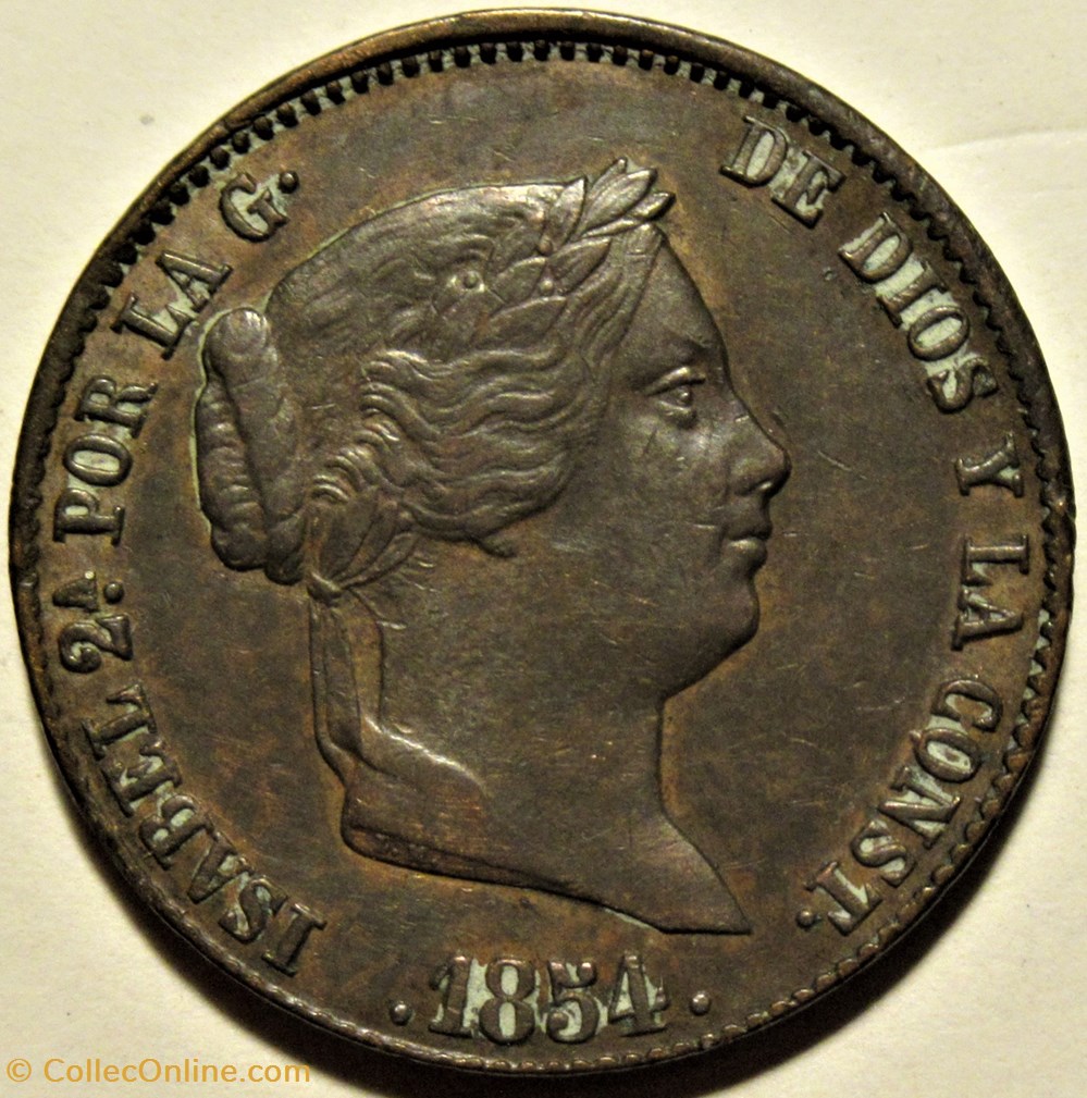 1854 Segovia - 25 Centimos - Isabel II España 2 monnaies monde espagne 1854 segovia 25 centimos isabel ii espana