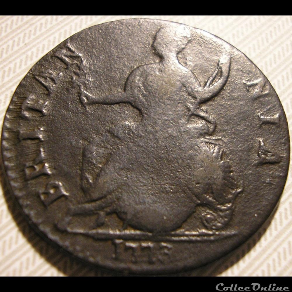 monnaie monde etat uni 1773 half penny no regal george iii of great britain ex 2