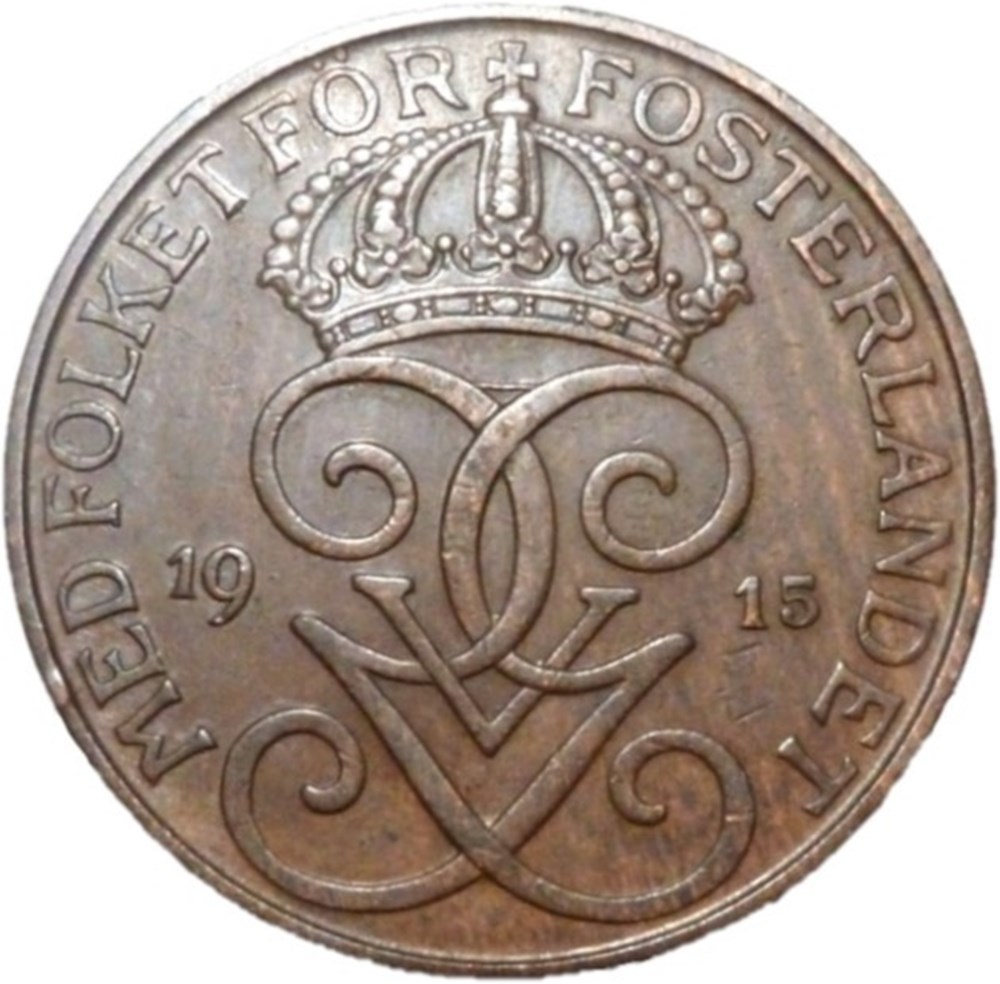 Gustaf V of Sweden - 5 Öre 1915 monnaies monde suede gustaf v of sweden 5 ore 1915