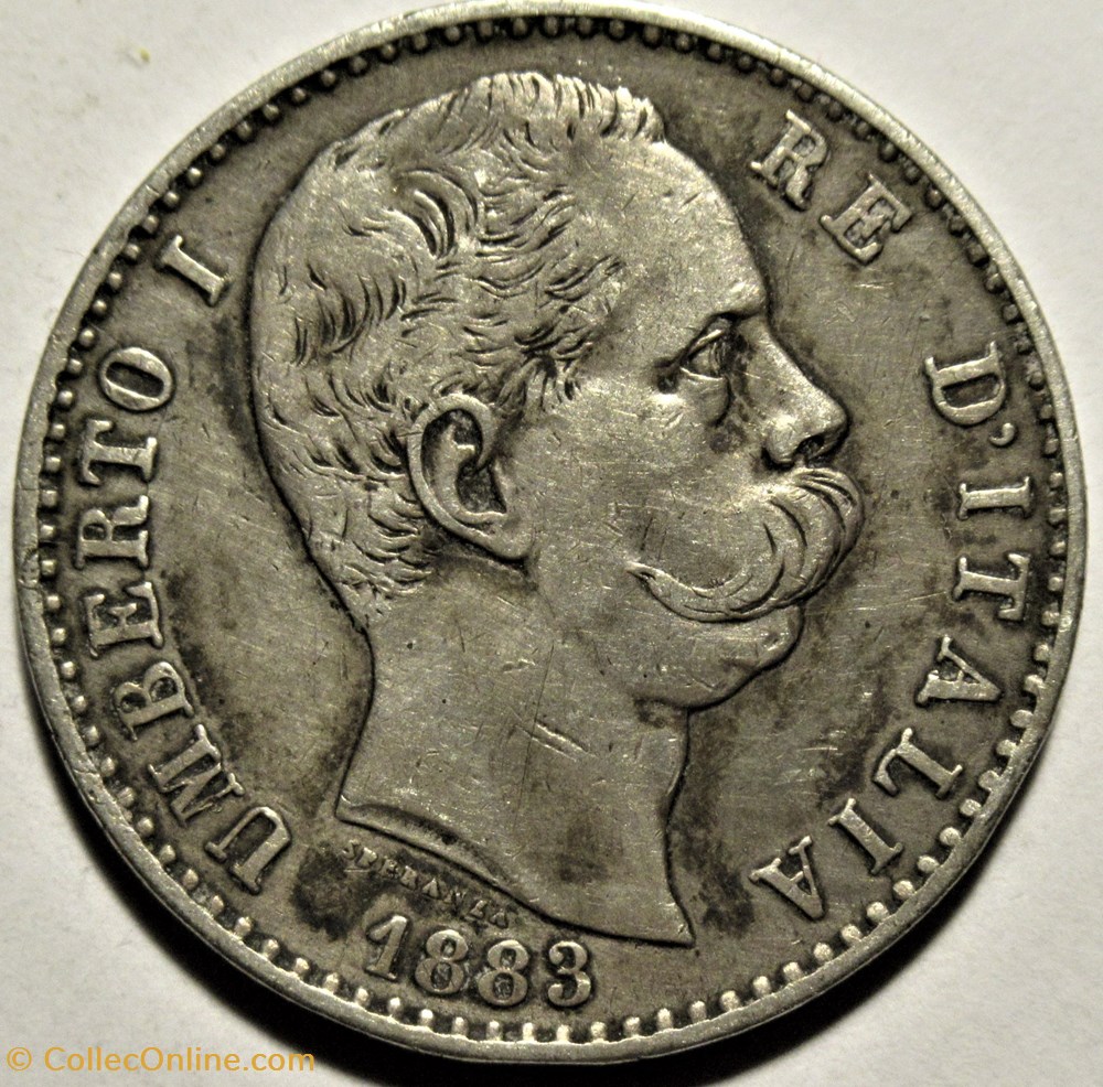 1883 Regno d'Italia, 2 Lire, Roma - Umberto I 2 monnaies monde italie 1883 regno italia 2 lire roma umberto i