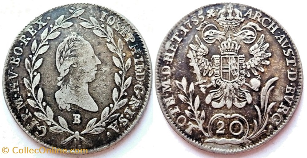 1785 Kremnica 20 Kreuzer - Joseph II of Habsburg-Lorraine monnaies monde autriche 1785 kremnica 20 kreuzer joseph ii of habsburg lorraine