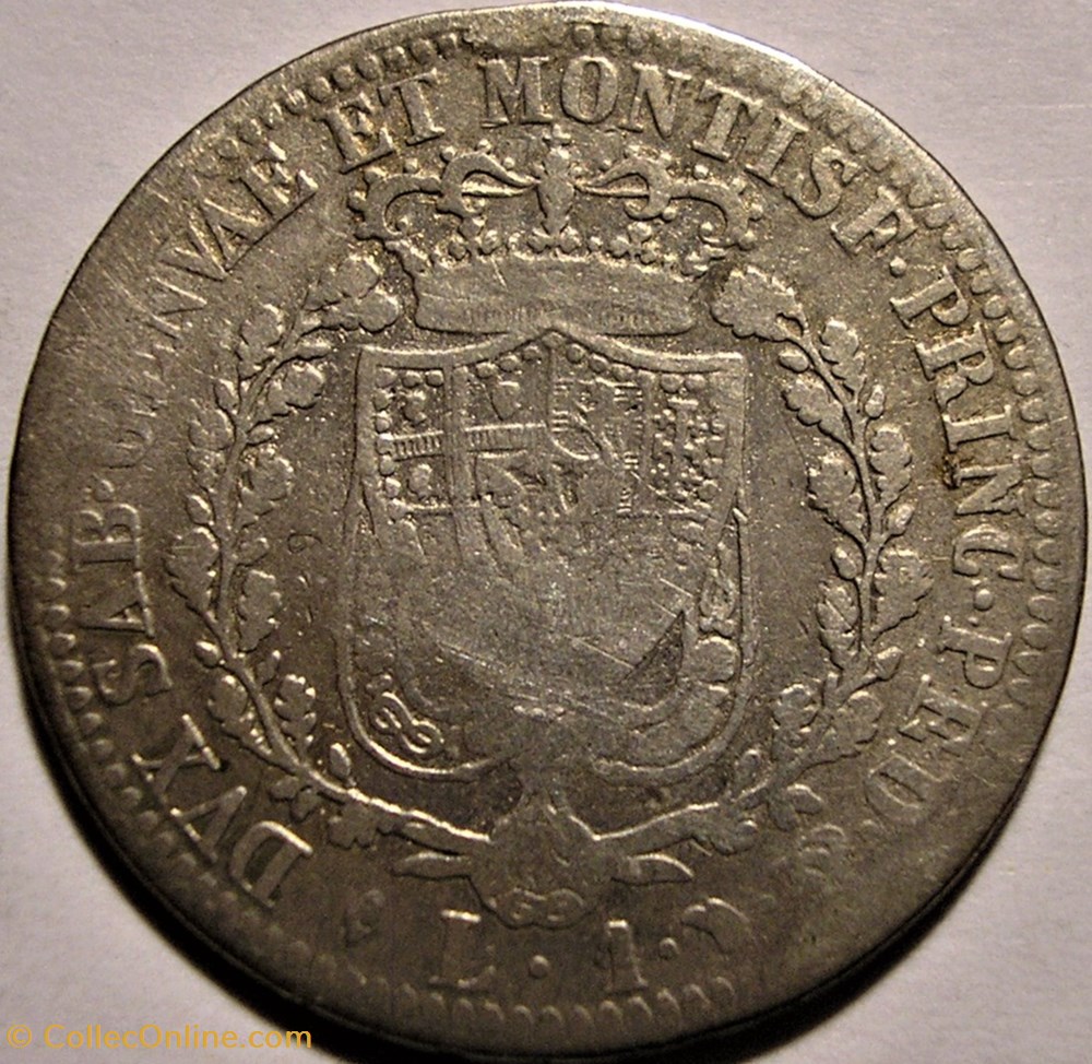1825 Royaume de Sardaigne, 1 Lira Torino - Carlo Felice monnaies monde italie 1825 royaume de sardaigne 1 lira torino carlo felice