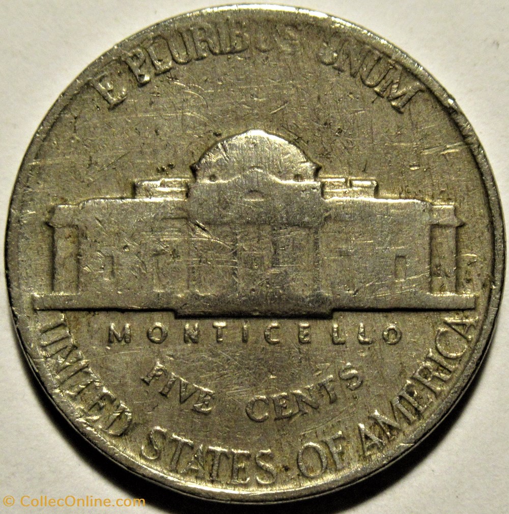 monnaies monde etats unis 1941 five cents jefferson philadelphia 1st portrait