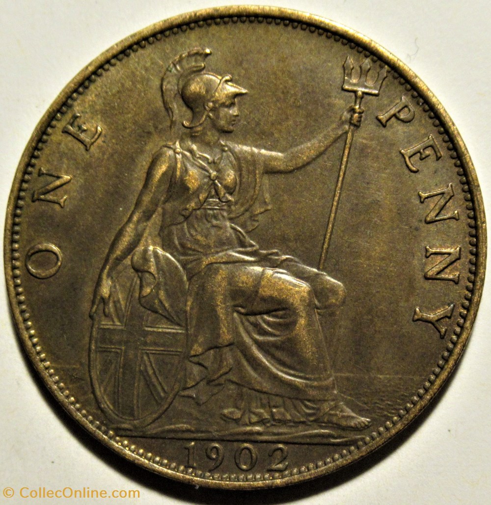 Edward VII - One Penny 1902 - Great Britain (ex.2) monnaies monde royaume uni edward vii one penny 1902 great britain ex 2