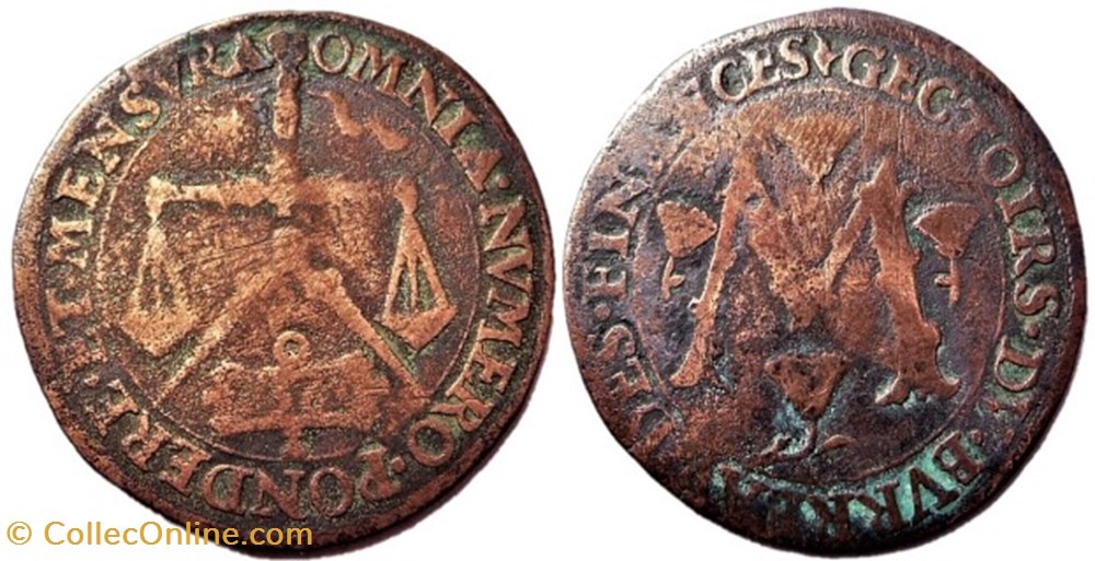 1561 Token of Flanders, Spanish Netherlands - Philip II of Spain monnaies europe medievale pays bas espagnols 1561 token of flanders spanish netherlands philip ii of spain