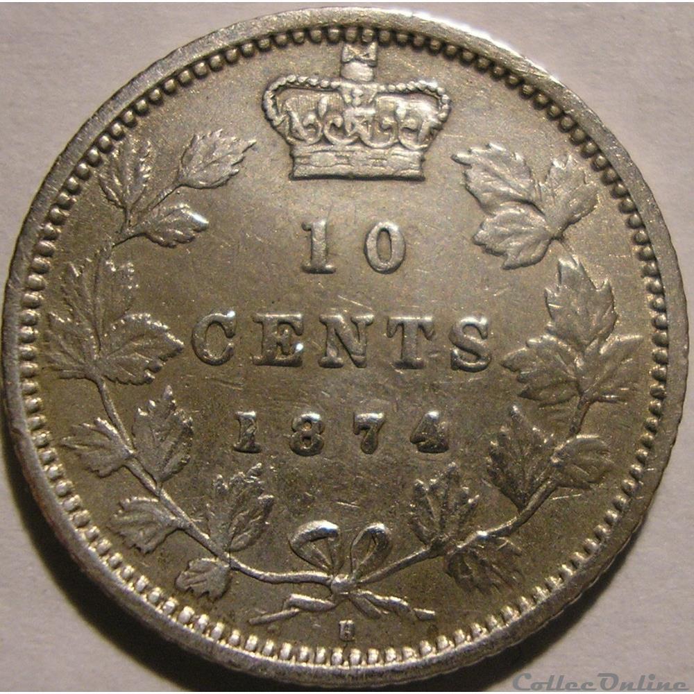 Victoria - 10 Cents 1874 Heaton monnaie monde canadum victoria 10 cents 1874 heaton