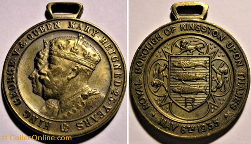 medaille royaume uni george v mary 1935 silver jubilee kingston upon thames uk