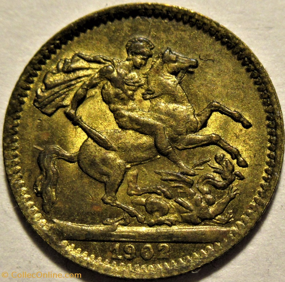 Edward VII - Imitation Half Sovereign, Nürnberg Token 1902 - United Kingdom 3 monnaies paranumismatique jetons poids edward vii imitation half sovereign nurnberg token 1902 united kingdom