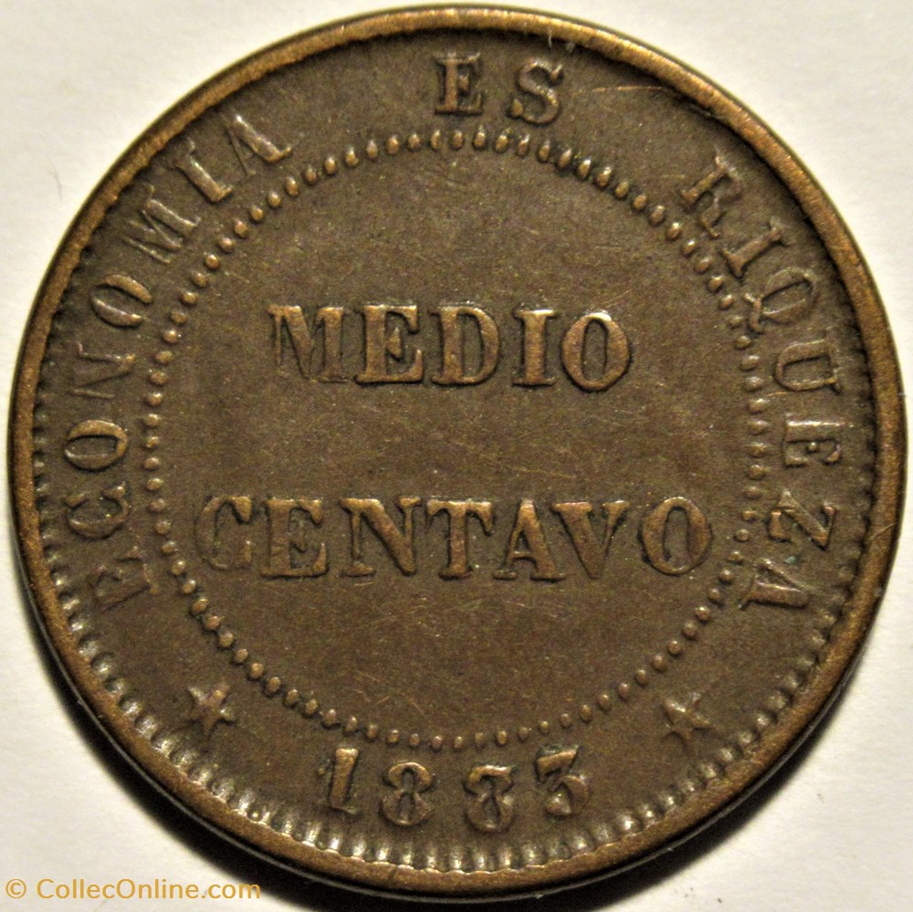 Chile - Medio Centavo 1883/73 Santiago - Overdate 3 monnaies monde chili chile medio centavo 1883 73 santiago overdate