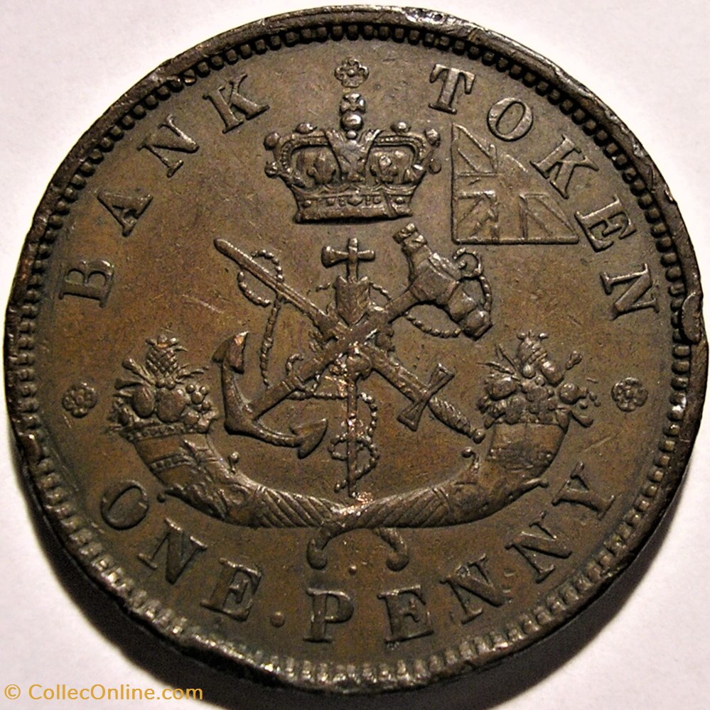 Upper Canada - 1850 One Penny Bank Token, St. George 3 monnaie monde canadum upper canada 1850 one penny bank token st george