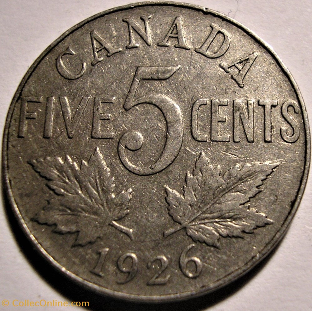 George V - 5 Cents 1926 monnaies monde canada george v 5 cents 1926