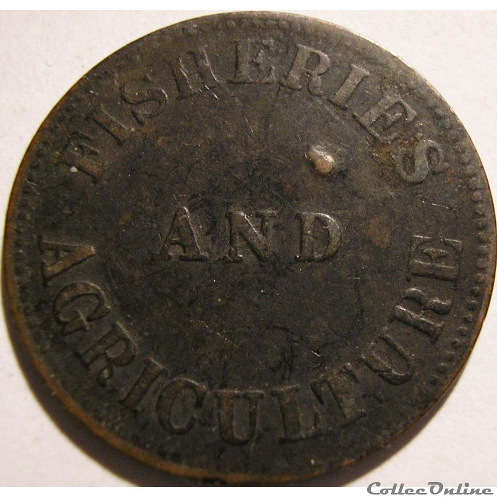 Prince Edward 1855 - 1 Cent Token, Fisheries and Agriculture monnaies monde canada prince edward 1855 1 cent token fisheries and agriculture