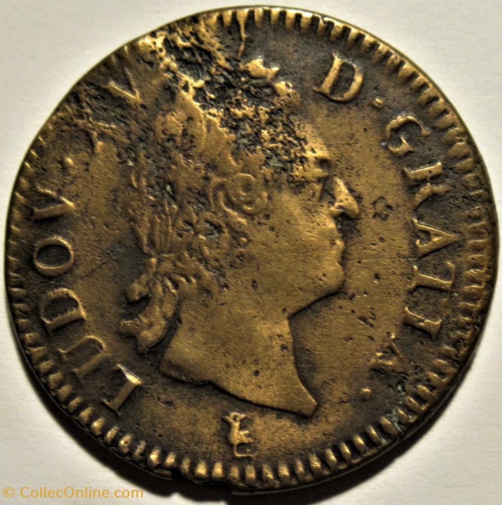 Louis XV - 1 Sol à l'écu de Troyes 1771 (ex.2) 2 monnaies europe medievale france royales louis xv 1 sol a ecu de troyes 1771 ex 2