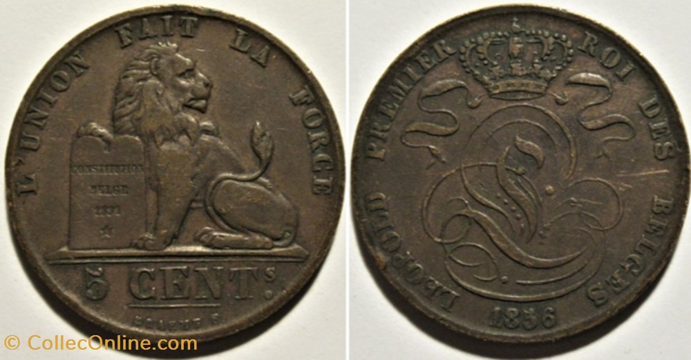 monnaies monde belgique belgium 5 centimes 1856 leopold ist