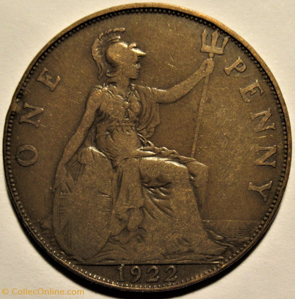 George V - One Penny 1922 - Great Britain 3 monnaies monde royaume uni george v one penny 1922 great britain