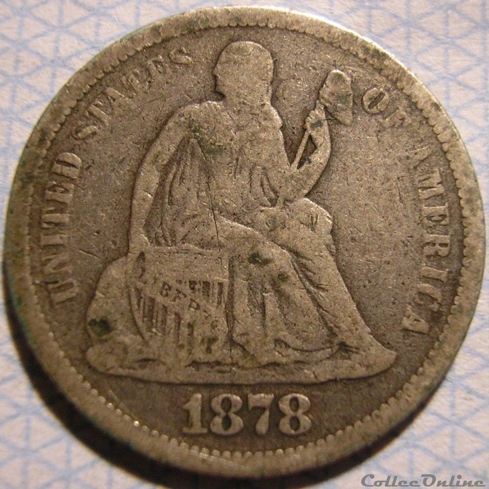 monnaie monde etat uni 1878 dime 10 cents ex 2