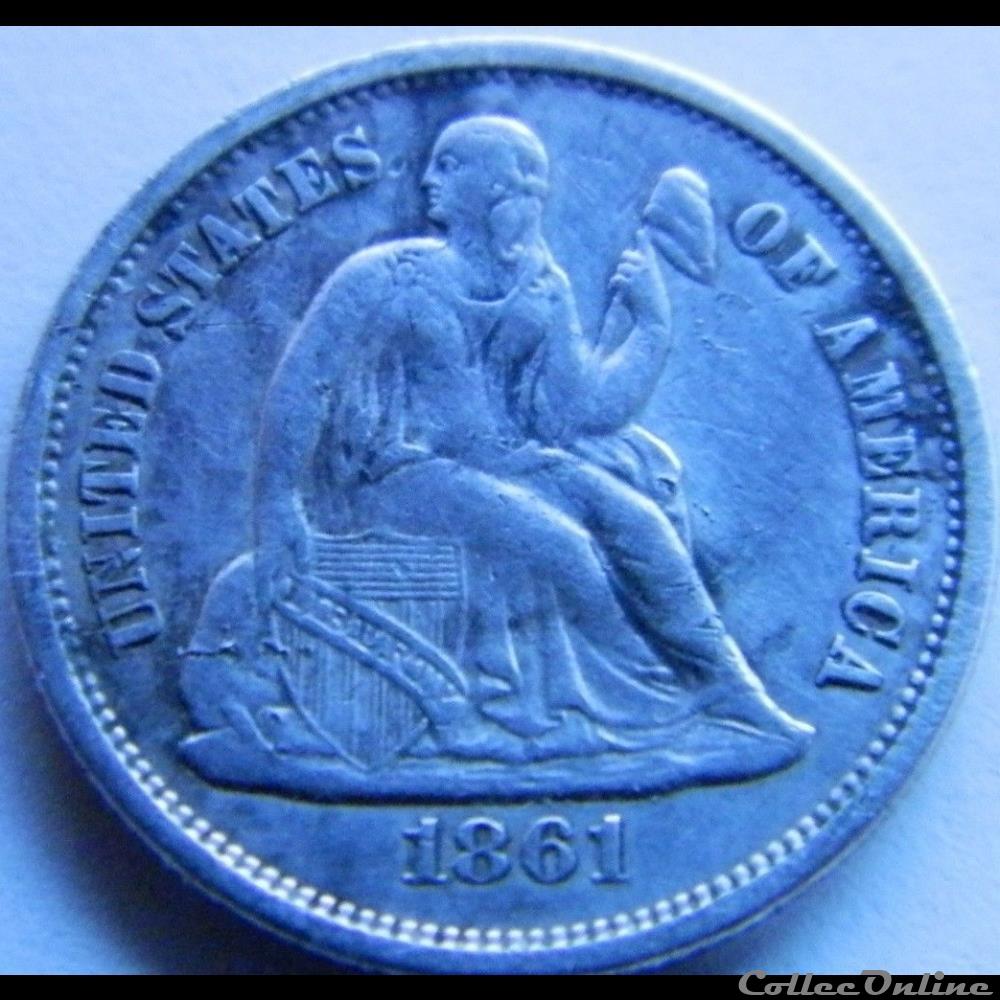 1861 Dime / 10 Cents monnaie monde etat uni 1861 dime 10 cents