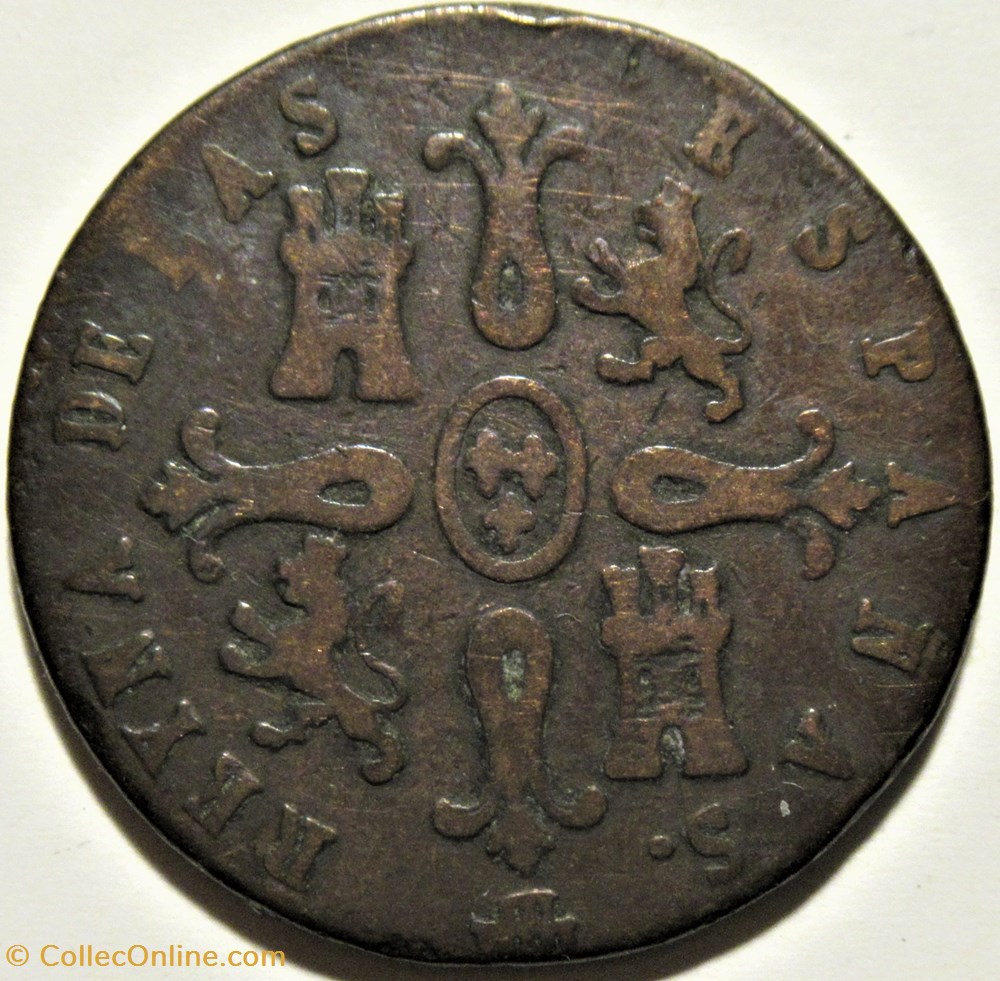 monnaies monde espagne 1843 segovia 8 maravedis isabel ii espana