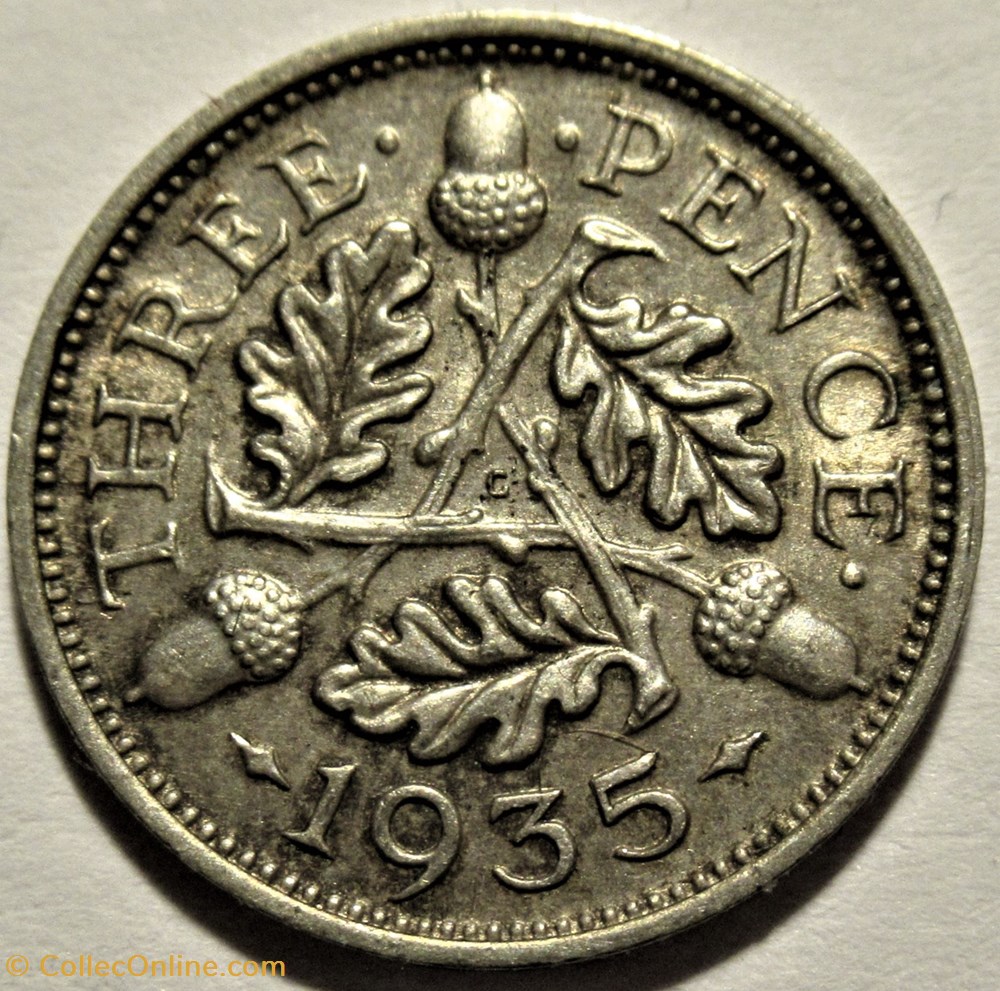 George V - 3 Pence 1935 - UK (ex.2) 3 monnaies monde royaume uni george v 3 pence 1935 uk ex 2