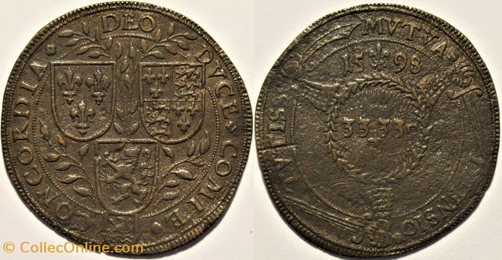 1598, the Defection of Henri IV - Token Brabant monnaies paranumismatique jetons poids 1598 the defection of henri iv token brabant