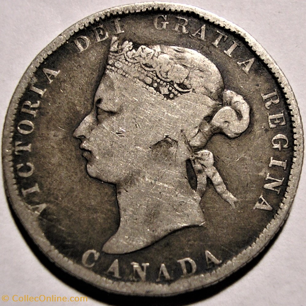 Victoria - 25 Cents 1872 H (ex.2) monnaie monde canadum victoria 25 cents 1872 h ex 2