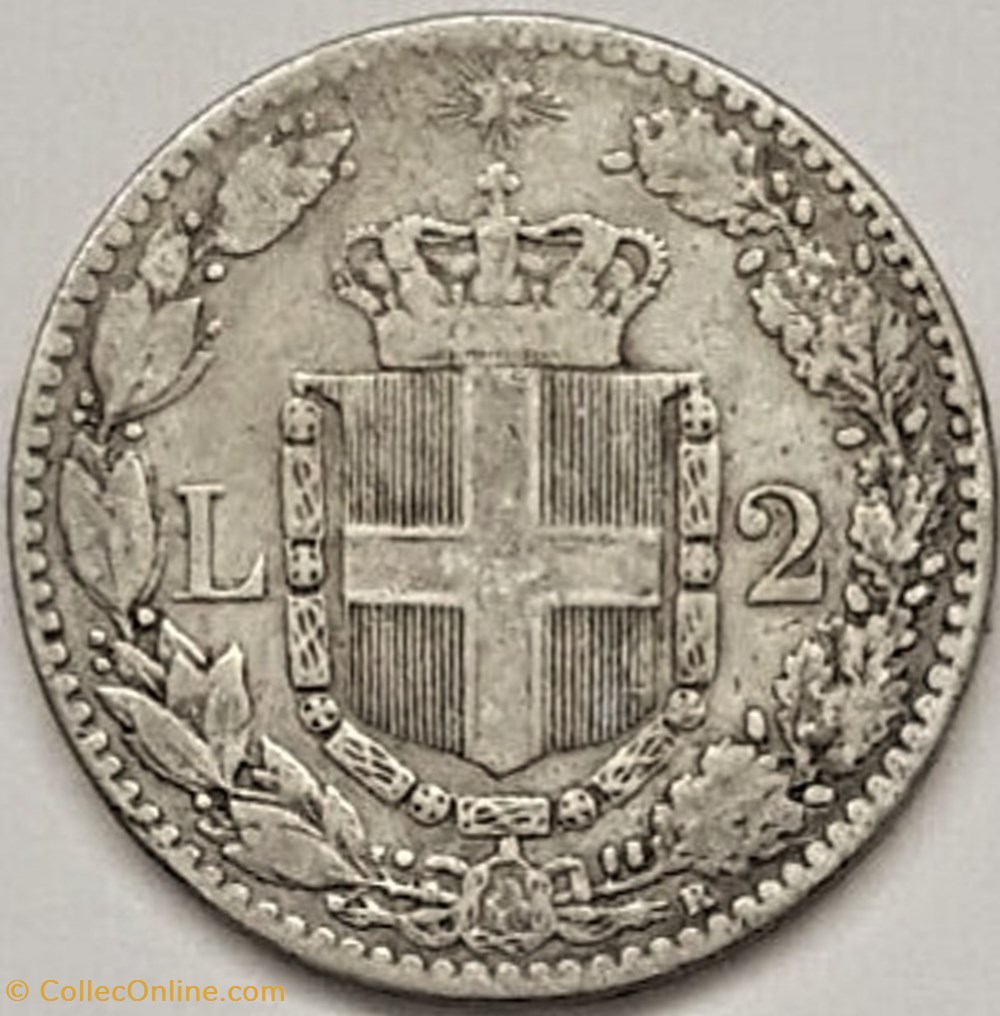 1897 Regno d'Italia, 2 Lire, Roma - Umberto I 3 monnaies monde italie 1897 regno italia 2 lire roma umberto i