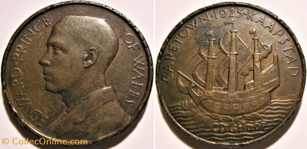 Prince Edward (VIII) - 1925 Visit to Cape Town, South Africa medaille afrique du sud prince edward viii 1925 visit to cape town south africa