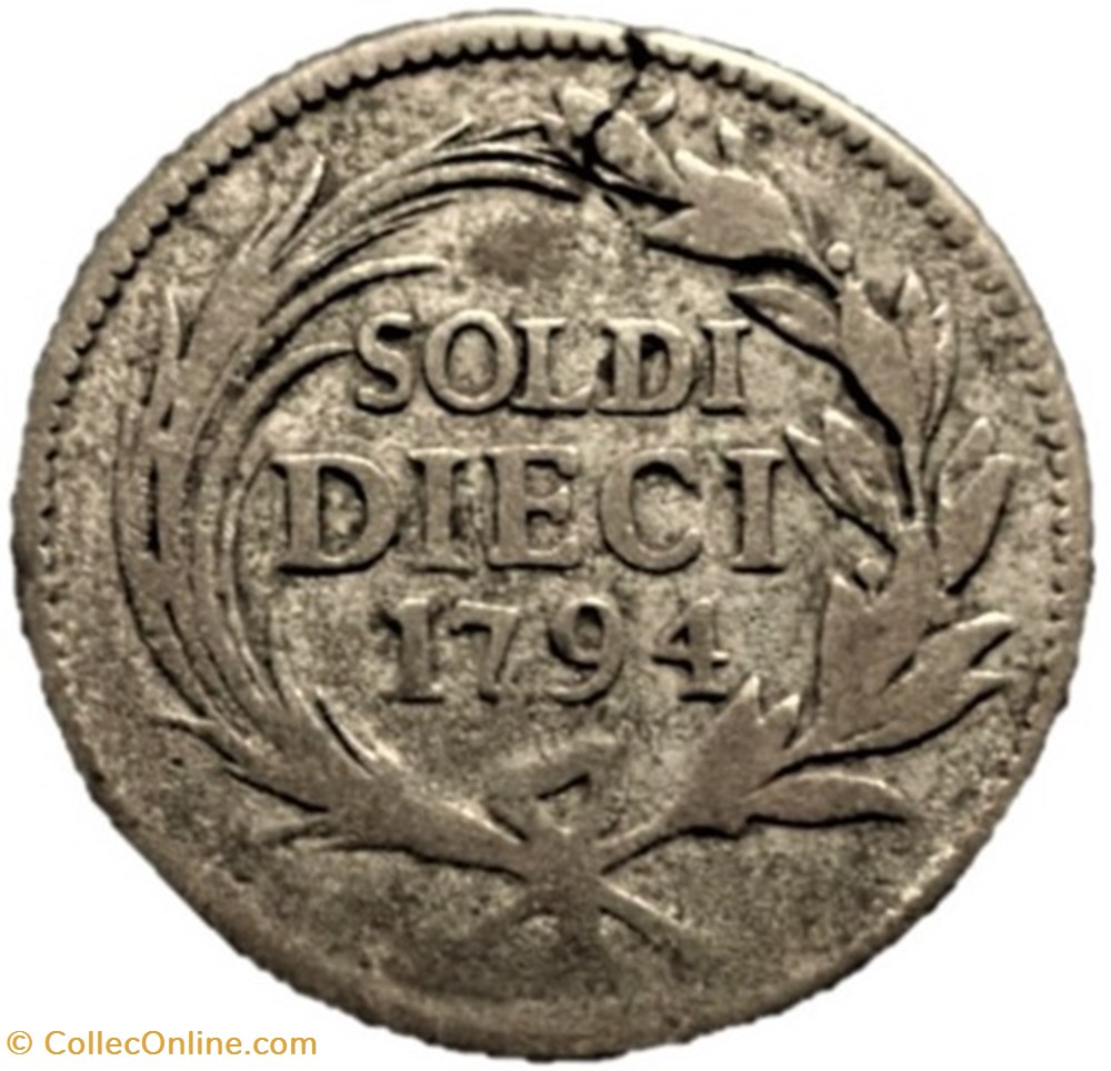monnaies europe medievale republique de genes 1794 repubblica di genova 10 soldi