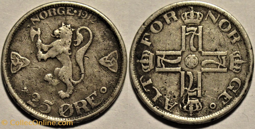 Haakon VII of Norway - 25 Øre 1912 monnaies monde norvege haakon vii of norway 25 re 1912