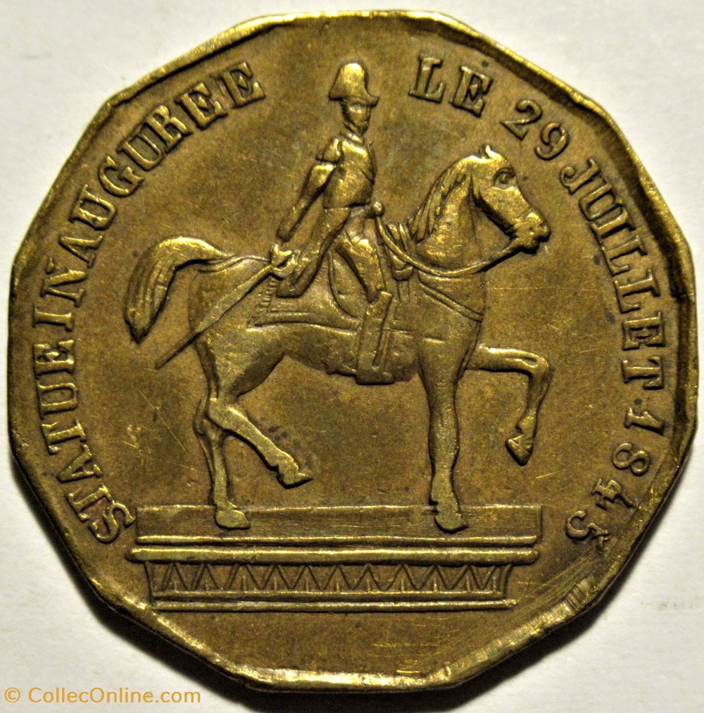 Ferdinand Philippe, Duc d'Orléans - 1845, Jeton, Statue équestre 3 monnaies paranumismatique jetons poids ferdinand philippe duc orleans 1845 jeton statue equestre