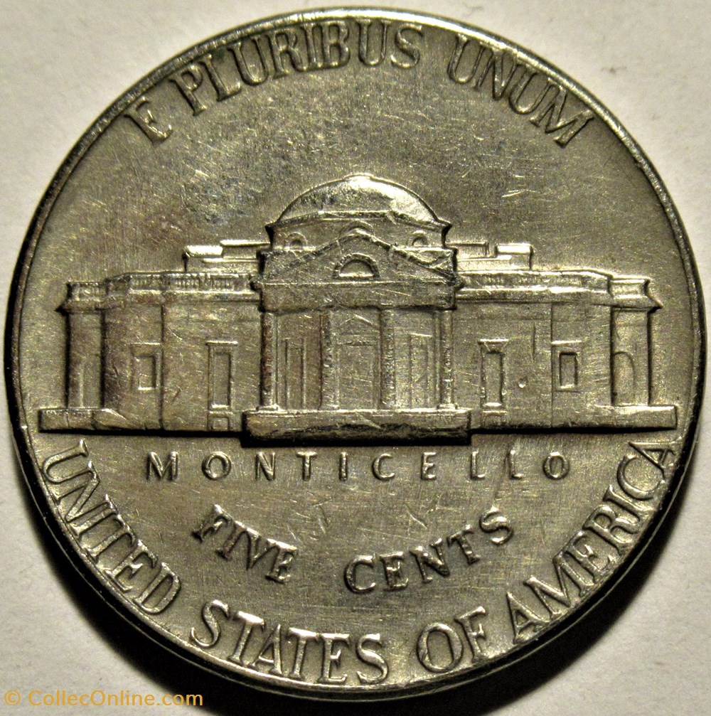 1974 Five Cents Jefferson, Denver - Error 3 monnaies monde etats unis 1974 five cents jefferson denver error