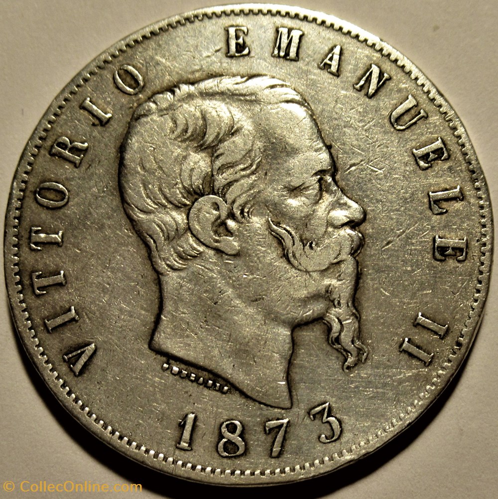 monnaies monde italie 1873 regno italia 5 lire milano vittorio emanuele ii
