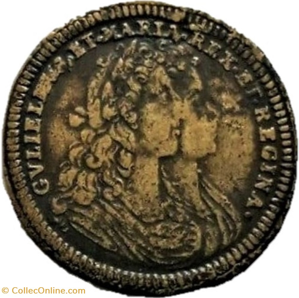 William III and Mary II - King & Queen of England ca.1689 Token - Nürnberg Rechenpfennig 2 monnaies jetons mereaux william iii and mary ii king queen of england ca 1689 token nurnberg rechenpfennig