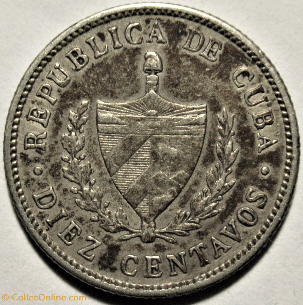 Cuba - 10 Centavos 1915 2 monnaies monde cuba 10 centavos 1915