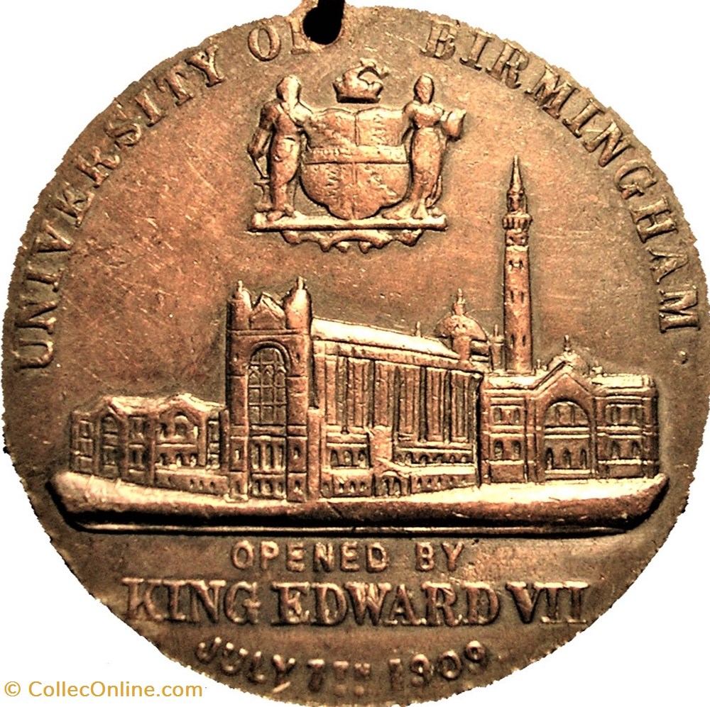 Edward VII & Alexandra - 1909 University of Birmingham Medal of Sale - UK 3 medaille royaume edward vii alexandra 1909 university of birmingham medal of sale uk