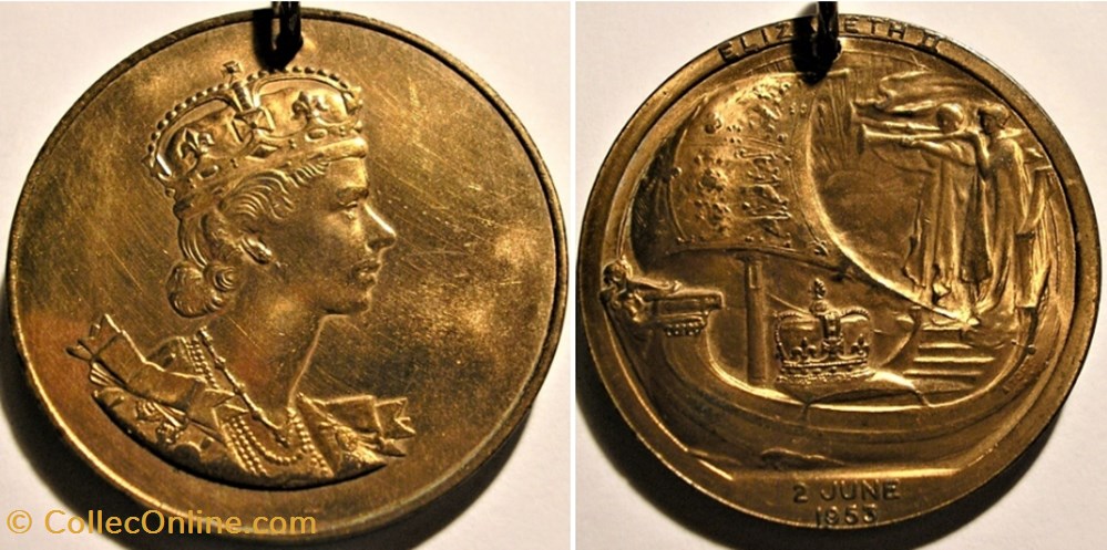 Elizabeth II - 1953 Coronation Medallion Ship - UK medaille royaume uni elizabeth ii 1953 coronation medallion ship uk
