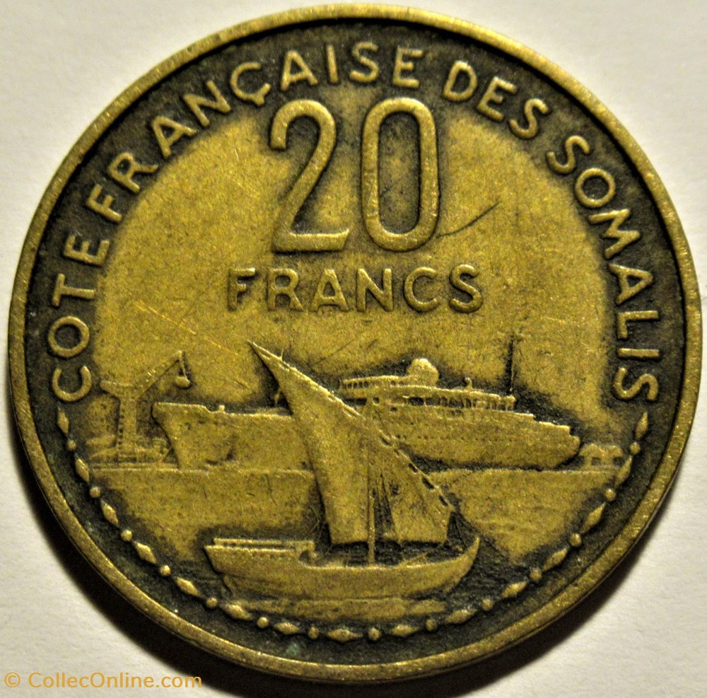 Djibouti, French Somaliland - 20 Francs 1952 3 monnaies colonies francaises djibouti french somaliland 20 francs 1952