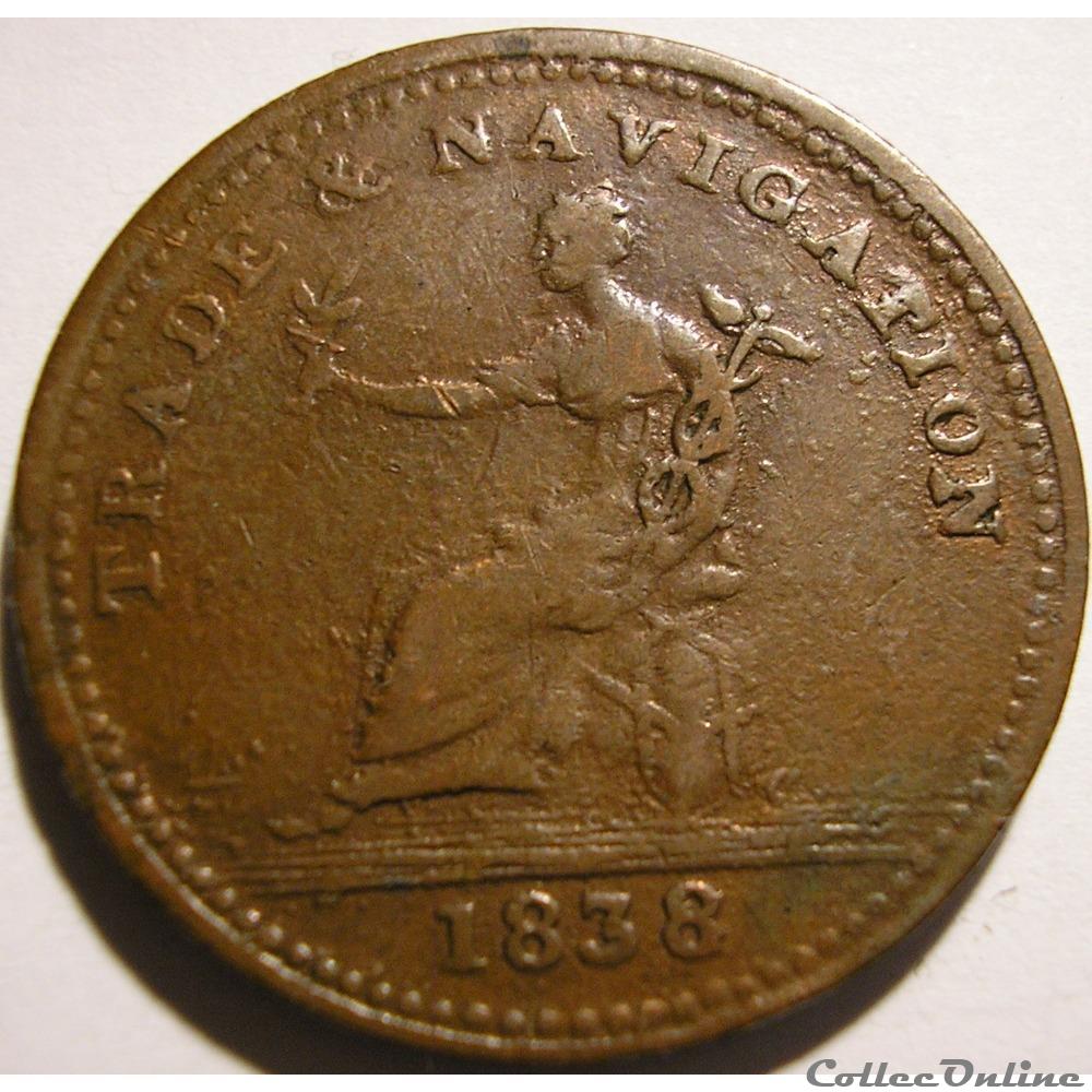 George IV - One Penny Token 1838 Trade & Navigation 4 monnaie monde canadum george iv one penny token 1838 trade navigation
