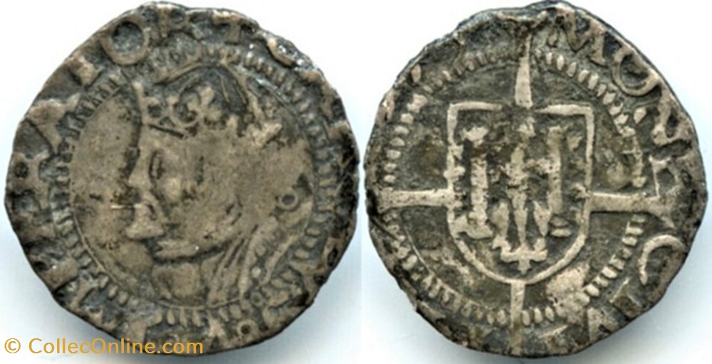 Charles V - 1/2 Carolus 1554, Besançon monnaies europe medievale france feodales charles v 1 2 carolus 1554 besancon