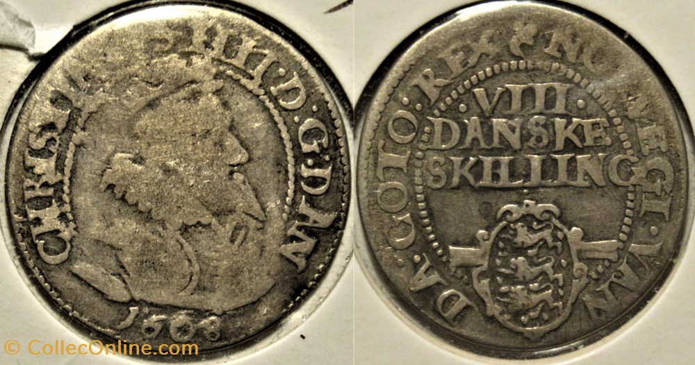 Christian IV - 8 Skilling Dansk 1608 monnaies monde danemark christian iv 8 skilling dansk 1608