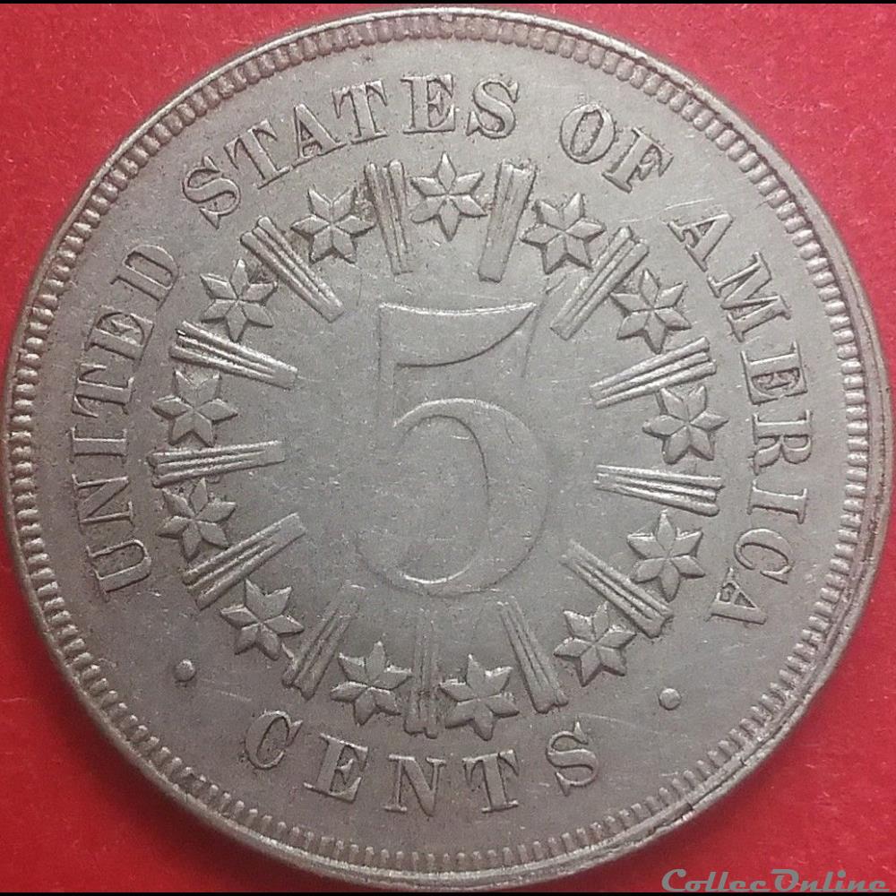 1867 5 Cents Rays monnaie monde etat uni 1867 5 cents rays