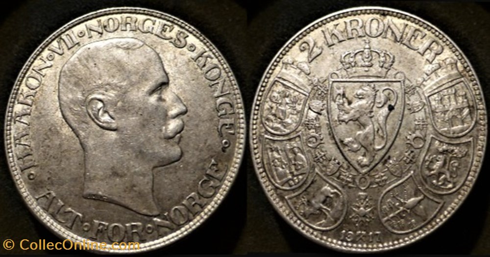 Haakon VII of Norway - 2 Kroner 1917 monnaies monde norvege haakon vii of norway 2 kroner 1917