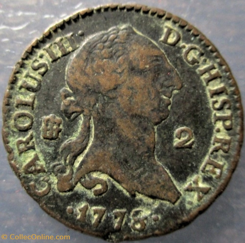 monnaies europe medievale royaume espagne 1778 2 maravedis segovia carlos iii de espana