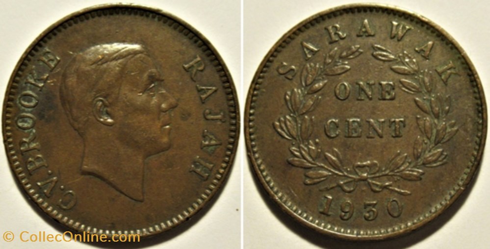 Charles Vyner Brooke - One Cent 1930 Heaton monnaies monde malaisie charles vyner brooke one cent 1930 heaton