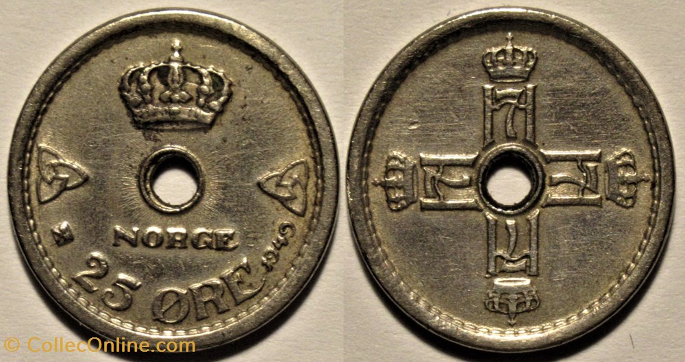 Haakon VII of Norway - 25 Øre 1949 monnaies monde norvege haakon vii of norway 25 re 1949