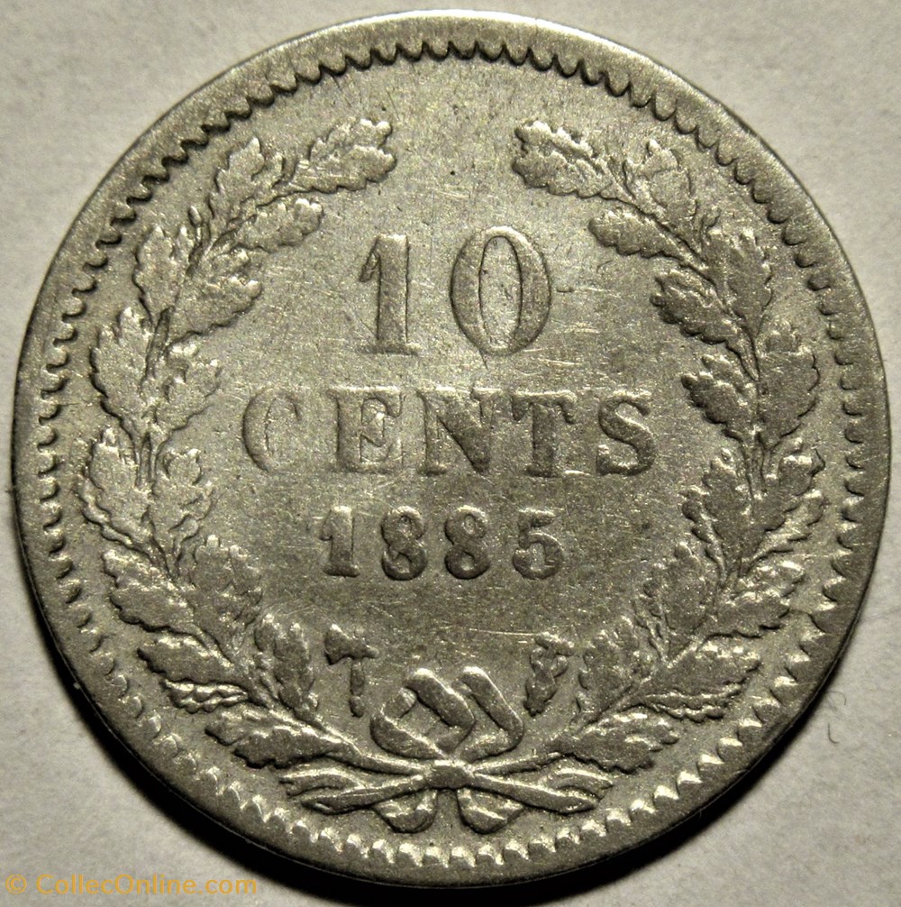 Willem III of Nederland - 10 Cents 1885 3 monnaies monde pays bas willem iii of nederland 10 cents 1885
