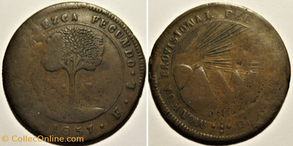 Honduras - 8 Reales 1857 - Moneda Provisional (ex.2) monnaies monde honduras 8 reales 1857 moneda provisional ex 2
